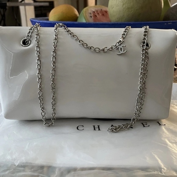 Chanel Precision White Patent Leather with Teddy Bear Barbie Pink Logo - Picture 7 of 16